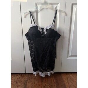 LINEA DONATELLA Size Large Negligee Lingerie Black Babydoll MAID Y2K 2000s